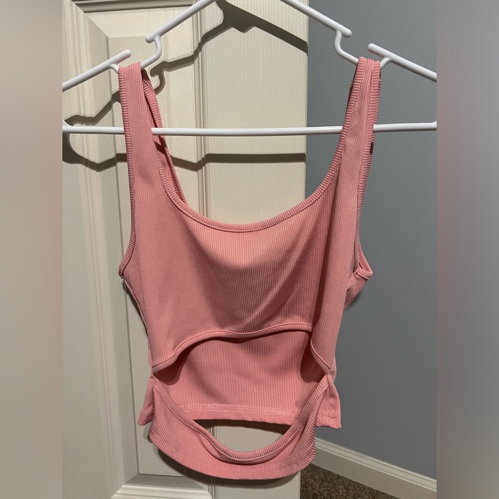 basic pink tank with cut out